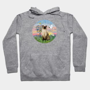 "Rainbow Dove" design with a Siamese Cat (Chocolate Point) Hoodie